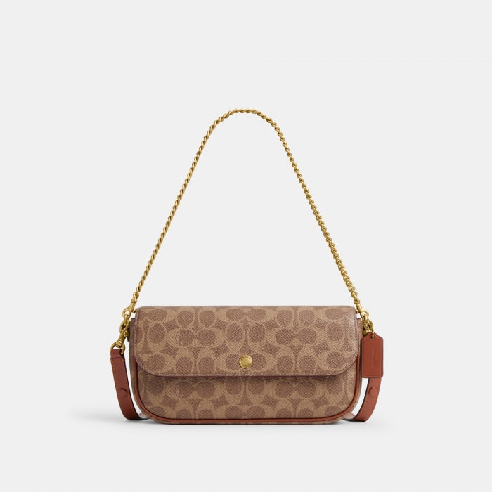 Coach Brook Flap Chain Bag In Signature Canvas 23 - Light/Pastel Brown