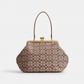 Coach Large Kisslock Frame Bag In Crystal Signature Jacquard - Brown Coach Large Kisslock Frame Bag In Crystal Signature Jacquard - Brown