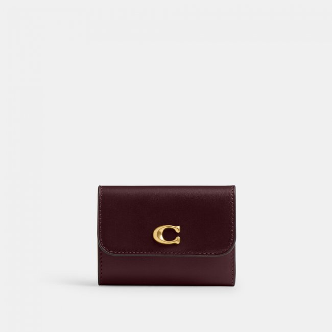Coach Essential Card Holder Wallet In Colorblock - BURGUNDY