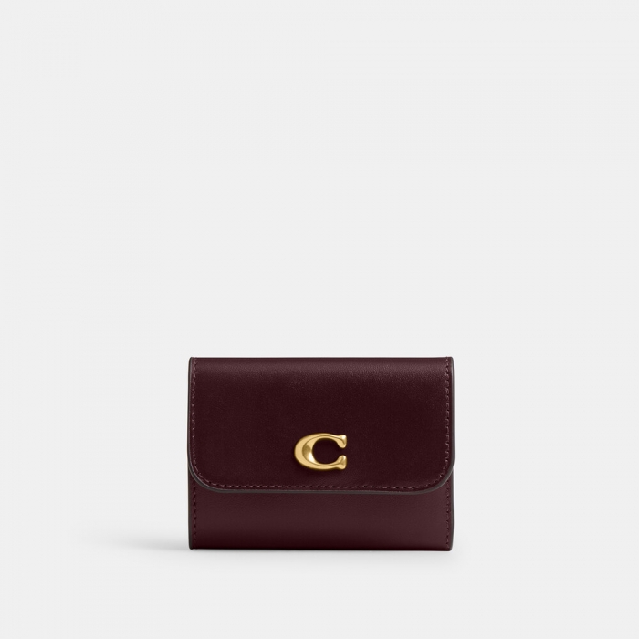 Coach Essential Card Holder Wallet In Colorblock - BURGUNDY