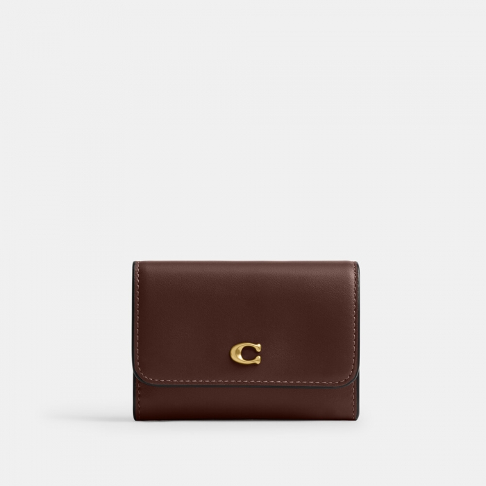 Coach Essential Flap Card Case - DARK BROWN