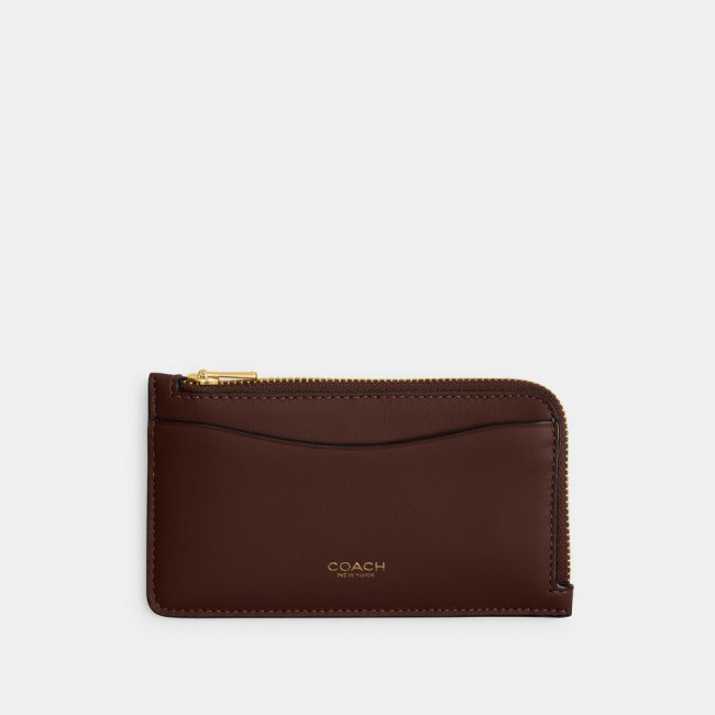 Coach New York Zip Card Case - DARK BROWN