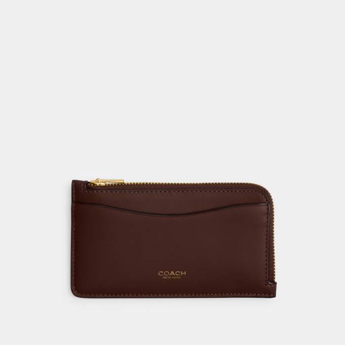 Coach New York Zip Card Case - DARK BROWN