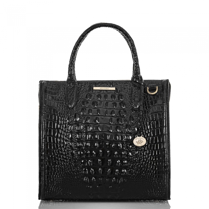 Brahmin Caroline Black Leather Satchel Handbag ID:Brahmin-203118