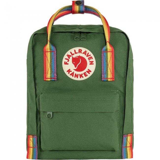 Kanken Rainbow Mini - Spruce Green-Rainbow Pattern Kanken Rainbow Mini - Spruce Green-Rainbow Pattern