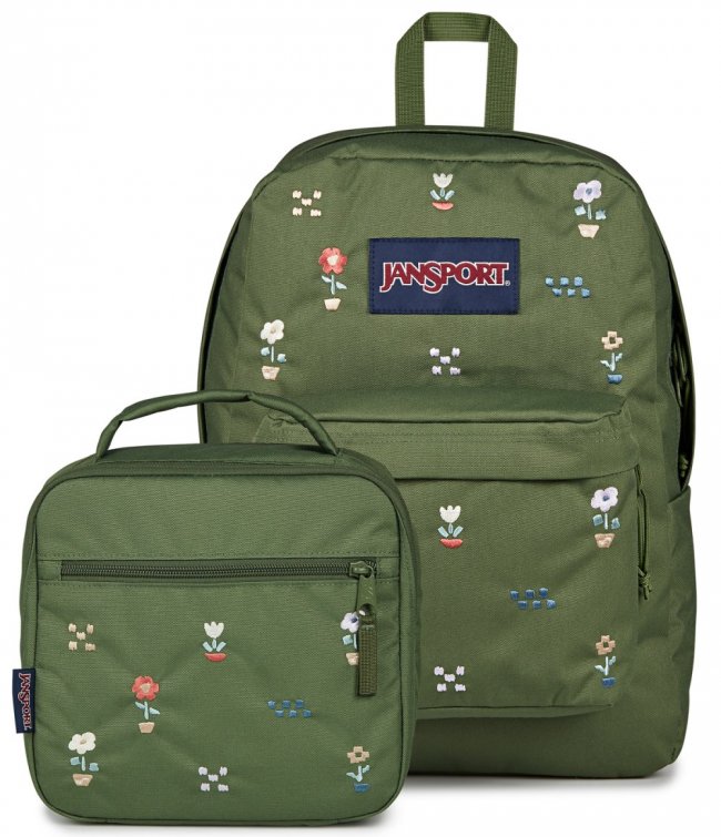 Jansport SuperBreak Plus? FX Flower Green Bundle - Flower Fundamentals Cargo Green