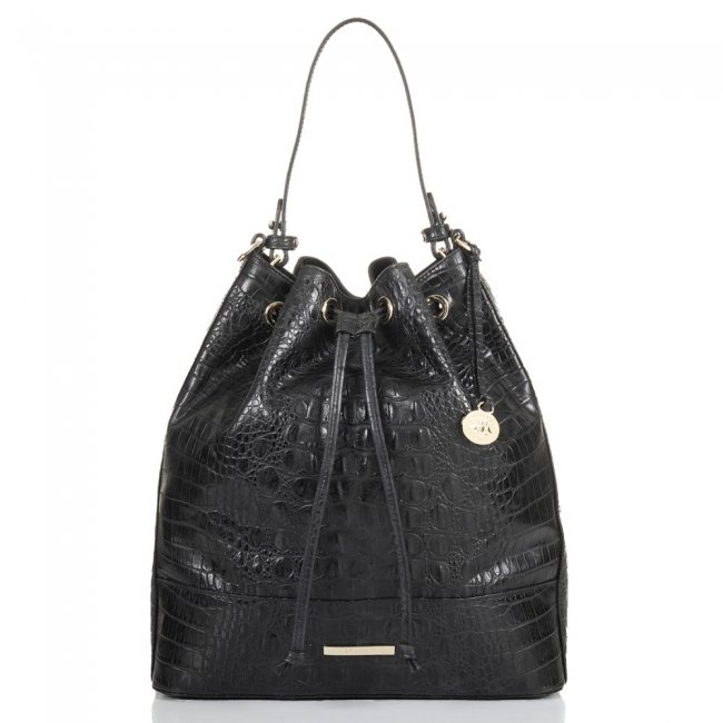 Brahmin Marlowe Black Leather Bucket Bag | Black Barlow ID:Brahmin-203492