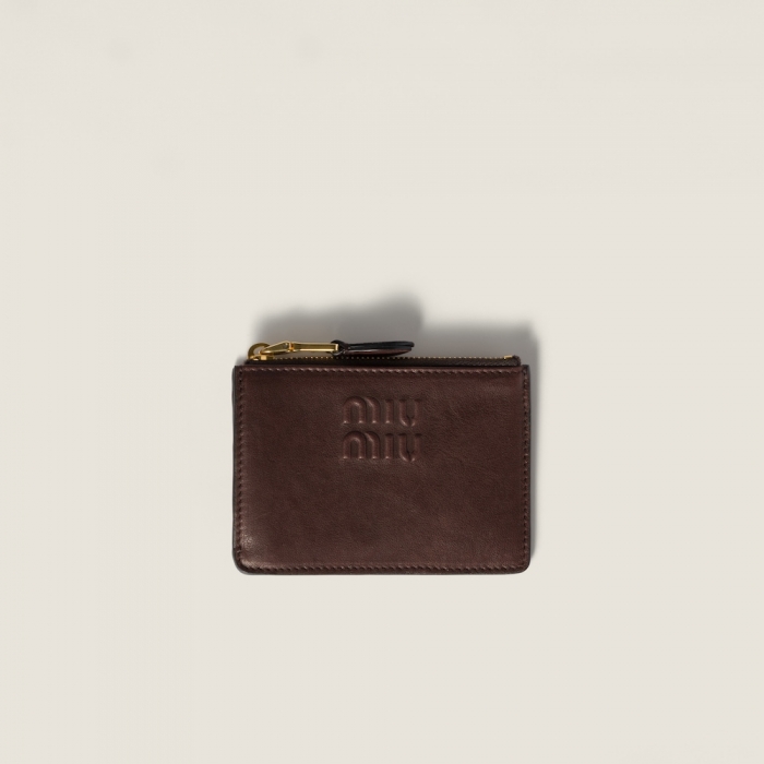 Miu Miu Nappa leather card holder Briarwood