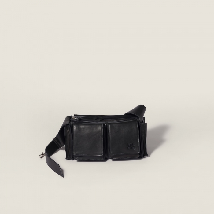 Miu Miu Utilitaire nappa leather shoulder bag Black