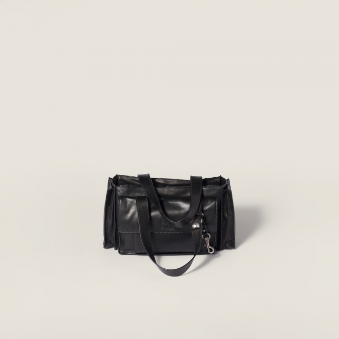 Miu Miu Utilitaire nappa leather shopping bag Black