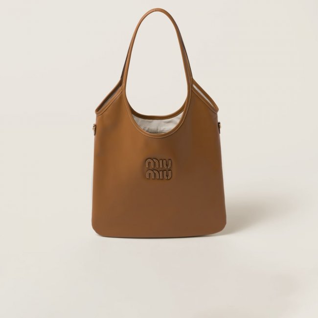 Miu Miu Ivy leather bag Cognac