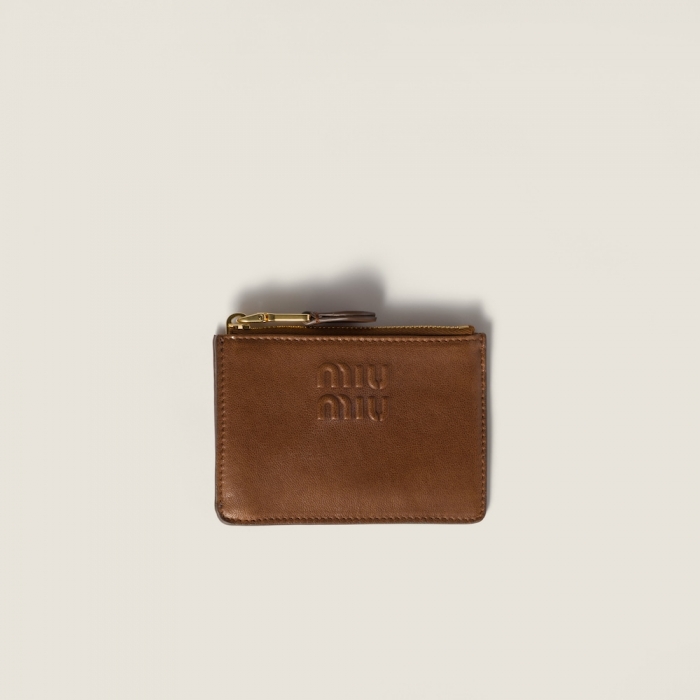 Miu Miu Nappa leather card holder Oak