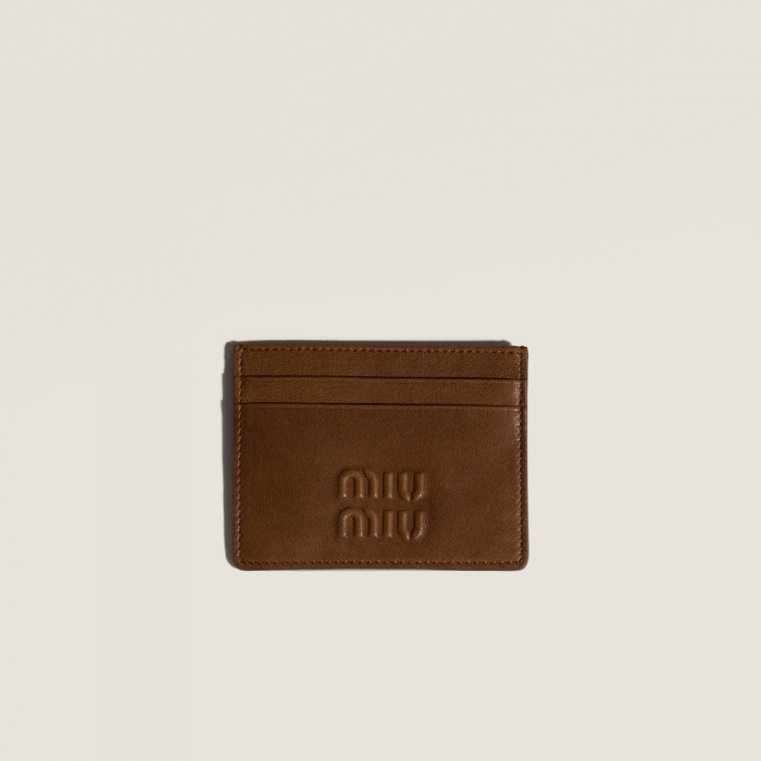 Miu Miu Nappa leather card holder Oak