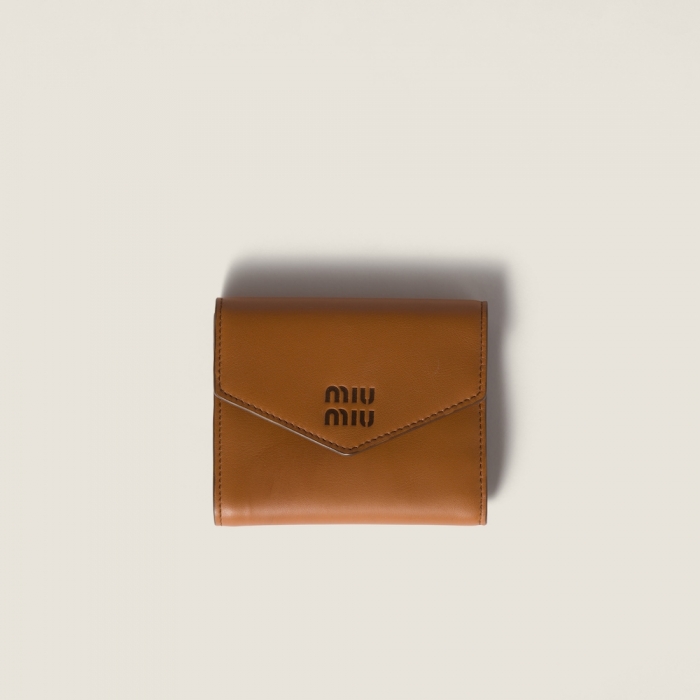 Miu Miu Small leather wallet Cognac / Palisander