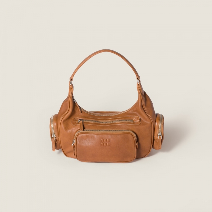 Miu Miu Pocket nappa leather bag Caramel
