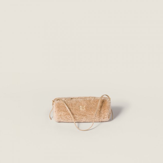 Miu Miu Shearling Pouch - Sand Beige Miu Miu Shearling Pouch - Sand Beige