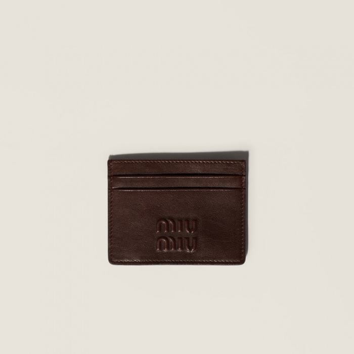 Miu Miu Nappa leather card holder Briarwood