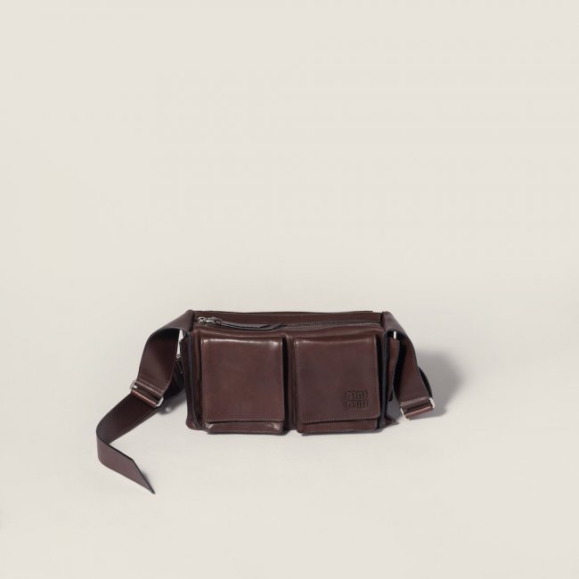 Miu Miu Utilitaire nappa leather shoulder bag Sienna Miu Miu Utilitaire nappa leather shoulder bag Sienna