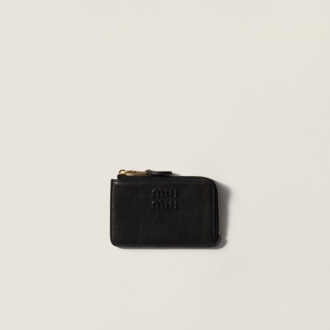Miu Miu Nappa leather envelope card holder Black