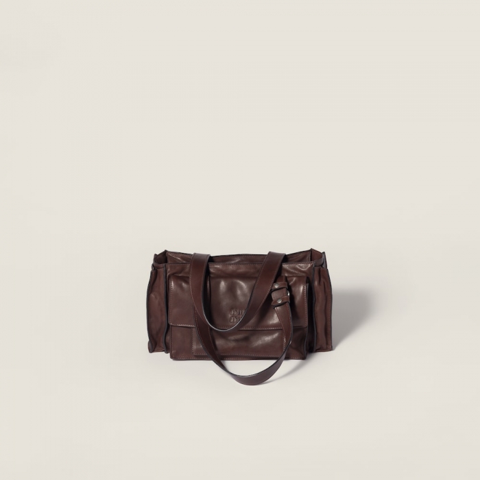 Miu Miu Utilitaire nappa leather shopping bag Sienna