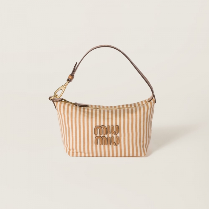 Miu Miu Jacquard fabric pouch with logo - Tan/Caramel
