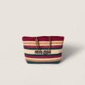 Miu Miu Raffia-effect woven tote bag Bordeaux / Teal / Natural Miu Miu Raffia-effect woven tote bag Bordeaux / Teal / Natural