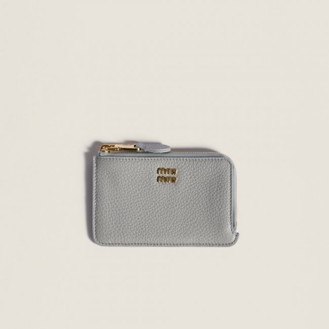 Miu Miu Leather pouch card holder Pearl Gray