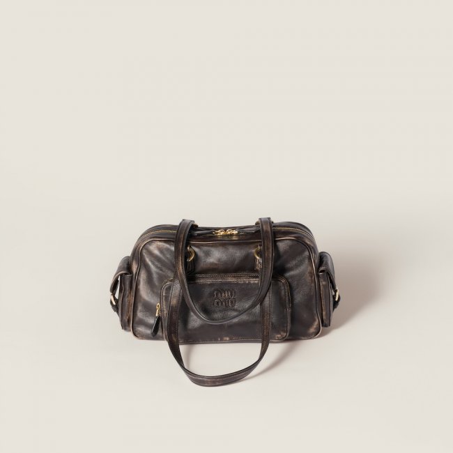 Miu Miu Pocket nappa leather top-handle bag Coffee