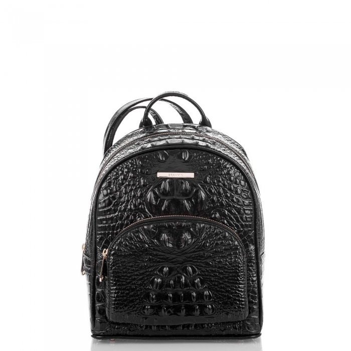 Brahmin Mini Dartmouth | Mini Black Leather Backpack ID:Brahmin-203515