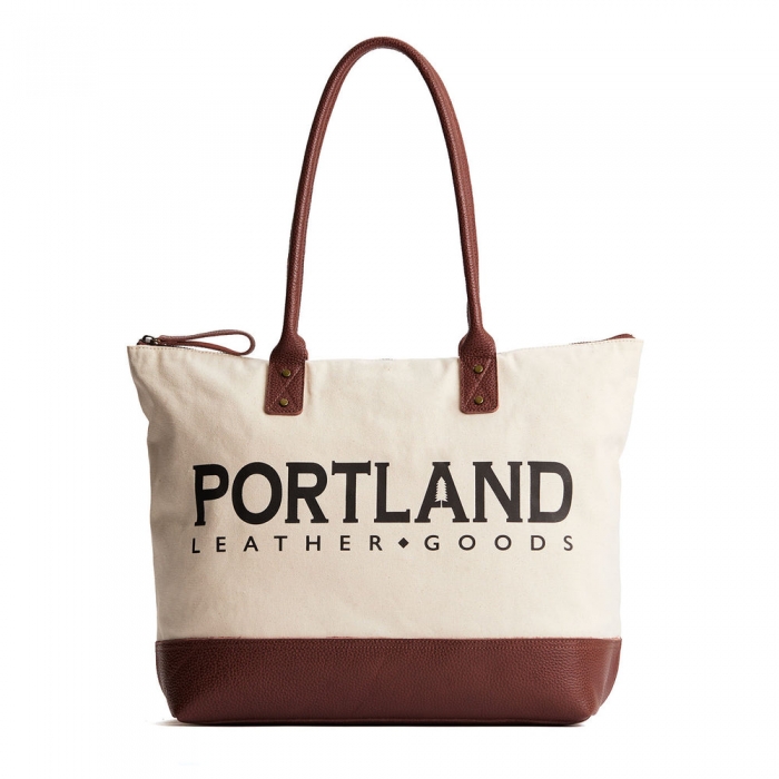 Portland Signature Canvas Tote Bag - Bone