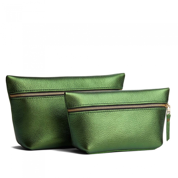 Portland Makeup Bag - Metallic Greench