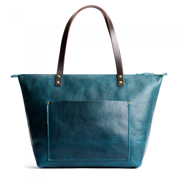 Portland Leather Tote Bag - Lagoon