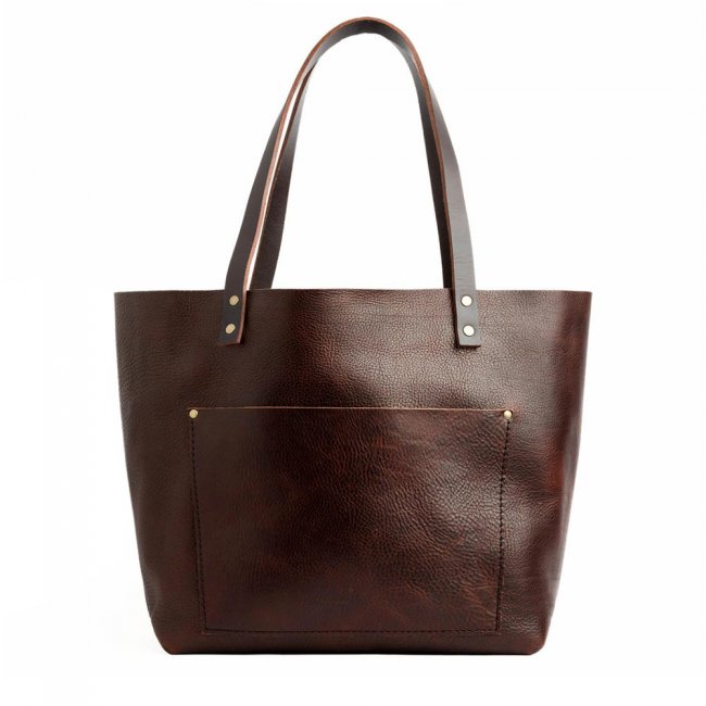 Portland Leather Tote Bag - Coldbrew
