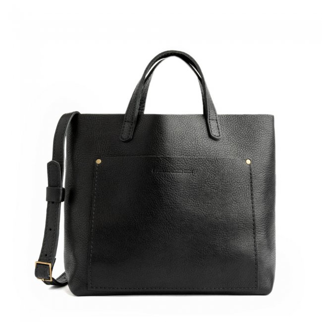 Portland Medium Crossbody Tote - Pebbled black