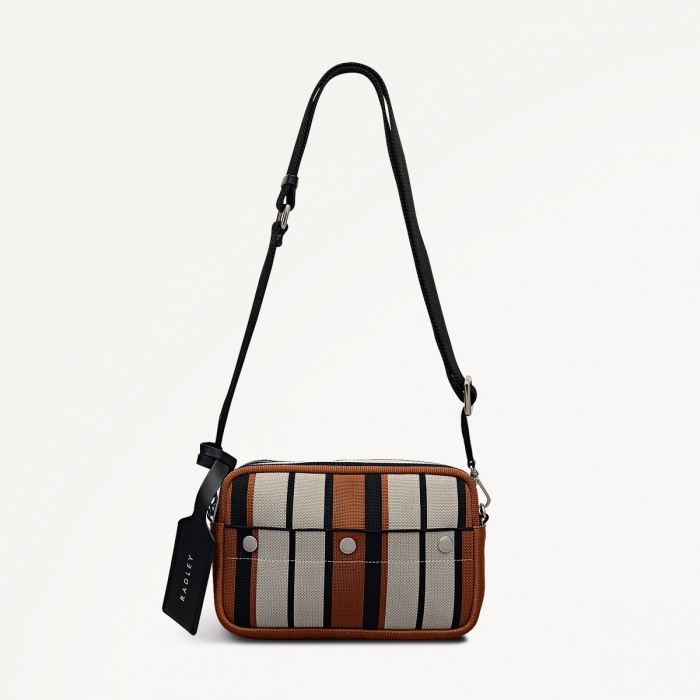 Radley London Hadleigh Place - Stripe - Small Ziptop Cross Body - Snow
