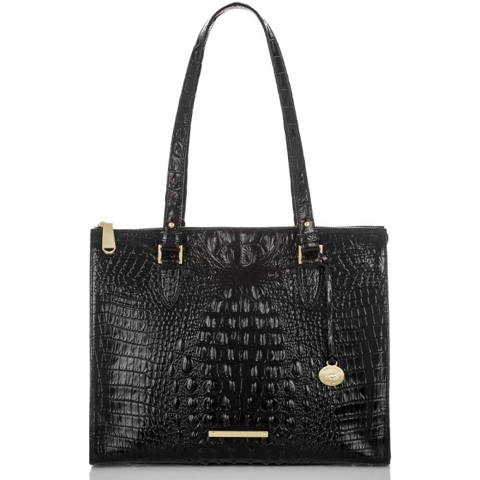 Brahmin Anywhere Tote | Black Leather Tote Handbag ID:Brahmin-202793
