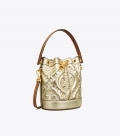 Tory Burch T MONOGRAM EMBOSSED METALLIC MINI BUCKET BAG - Gold Tory Burch T MONOGRAM EMBOSSED METALLIC MINI BUCKET BAG - Gold