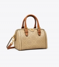 Tory Burch T MONOGRAM PERFORATED MINI BARREL BAG - Almond Flour Tory Burch T MONOGRAM PERFORATED MINI BARREL BAG - Almond Flour