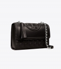 Tory Burch FLEMING CONVERTIBLE SHOULDER BAG - Black / Silver Tory Burch FLEMING CONVERTIBLE SHOULDER BAG - Black / Silver