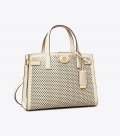 Tory Burch SMALL ROBINSON PERFORATED SATCHEL - Light Cream Tory Burch SMALL ROBINSON PERFORATED SATCHEL - Light Cream