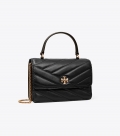 Tory Burch MINI KIRA CHEVRON TOP HANDLE CHAIN WALLET - Black Tory Burch MINI KIRA CHEVRON TOP HANDLE CHAIN WALLET - Black