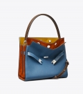 Tory Burch SMALL LEE RADZIWILL DOUBLE BAG - Wheat Blue Tory Burch SMALL LEE RADZIWILL DOUBLE BAG - Wheat Blue