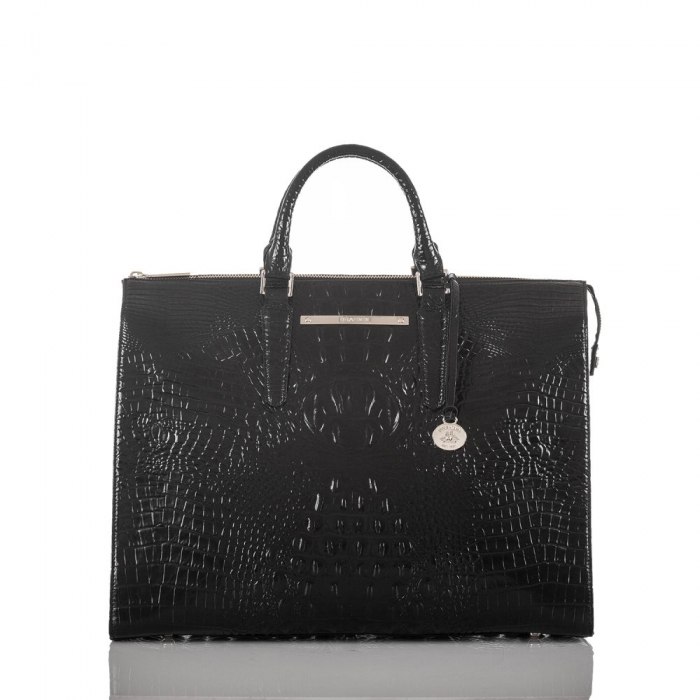 Brahmin Leather Business Tote Bag | Black Melbourne ID:Brahmin-203469
