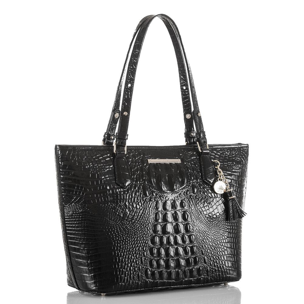 Brahmin Medium Asher | Black Leather Tote Handbag ID:Brahmin-202714