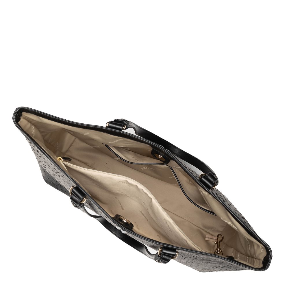 Brahmin Tansey Black Leather Open-Top Tote Bag ID:Brahmin-202718