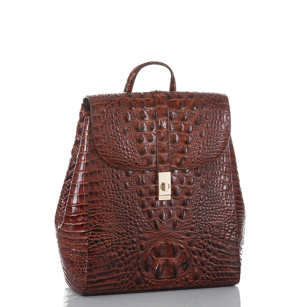 Brahmin Sadie Leather Flap Backpack | Pecan Melbourne ID:Brahmin-203534