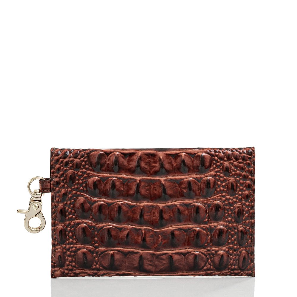 Brahmin Mini Envelope Case | Pecan Leather Envelope Wallet ID:Brahmin-202706