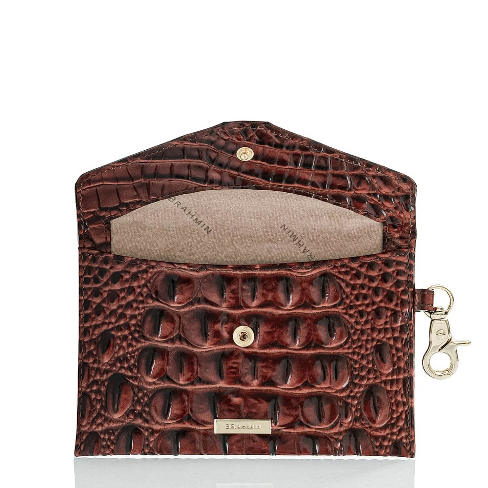 Brahmin Mini Envelope Case | Pecan Leather Envelope Wallet ID:Brahmin-202706
