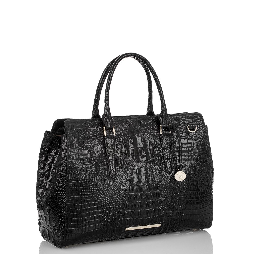 Brahmin Finley Black Carryall Satchel | Black Melbourne ID:Brahmin-203110
