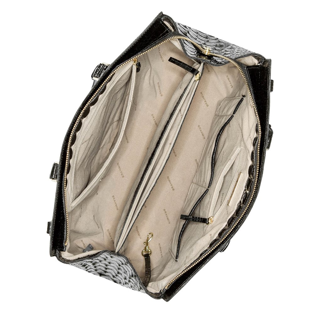 Brahmin Finley Black Carryall Satchel | Black Melbourne ID:Brahmin-203110